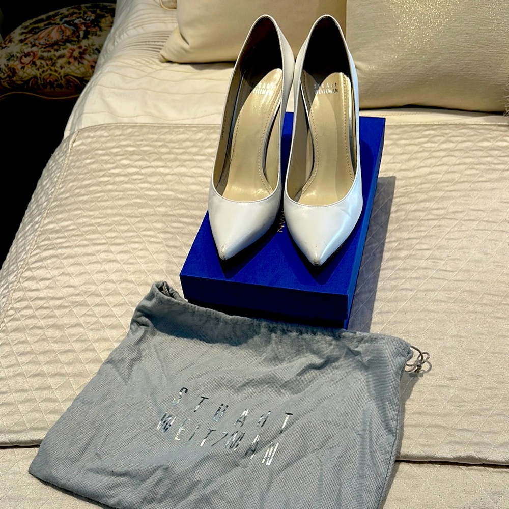 Stuart Weitzman, White 4 inch pumps